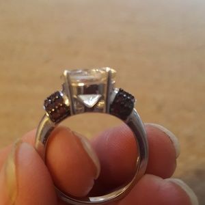 Sterling silver ring, 925, garnet and topaz, used
